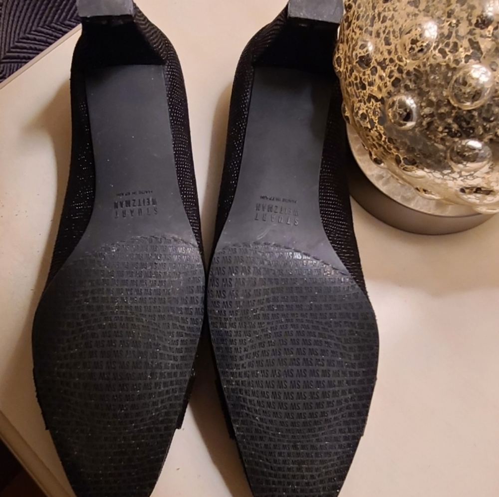 Stuart Weitzman Black Goose Bump Leather Heels - Picture 4 of 5